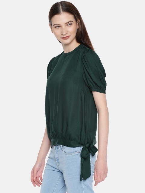

Allen Solly Woman Women Green Solid Tie-Up Top