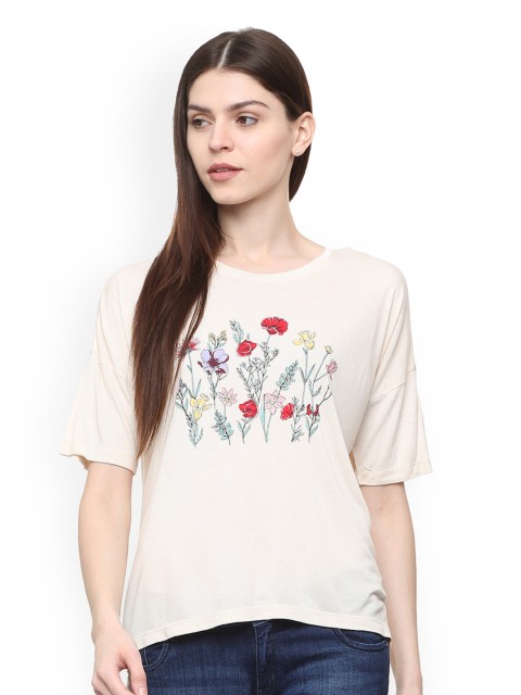 

Allen Solly Woman Beige Printed Round Neck T-shirt