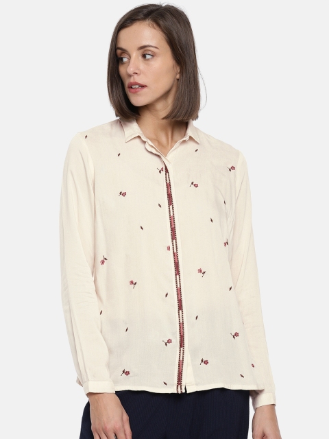 

Allen Solly Woman Beige Regular Fit Self Design Casual Shirt