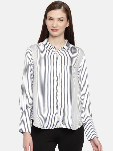 

Allen Solly Woman Women White & Blue Regular Fit Striped Casual Shirt