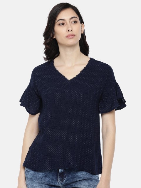 

Allen Solly Woman Women Navy Blue Printed Top