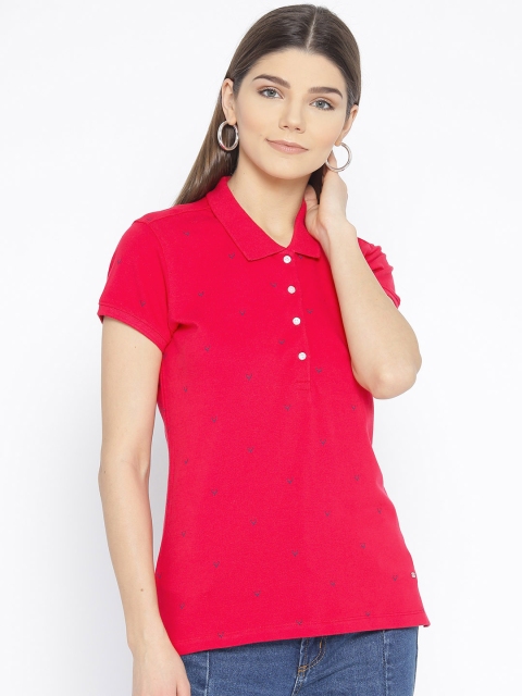 

Allen Solly Woman Women Red Printed Polo Collar T-shirt