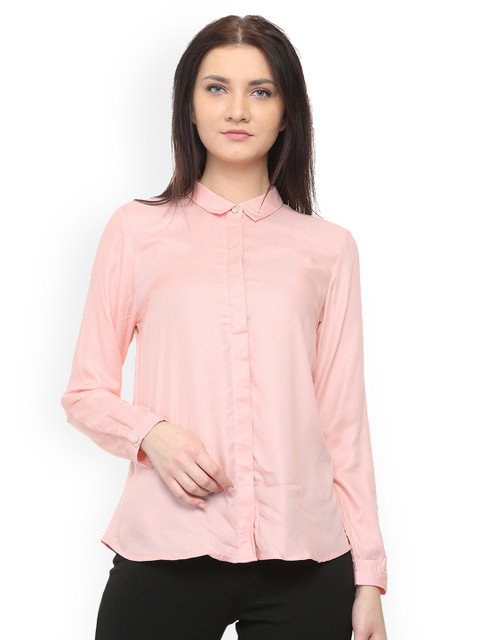 

Allen Solly Woman Women Peach-Coloured Solid Shirt Style Top