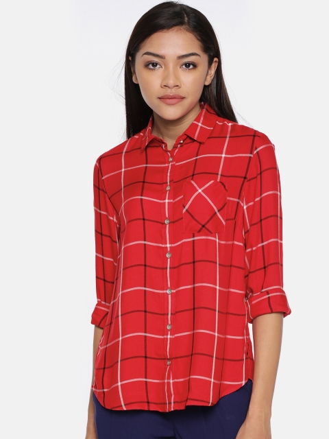 

Allen Solly Woman Red Regular Fit Checked Casual Shirt