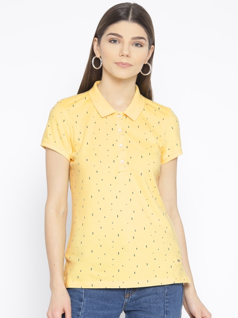 

Allen Solly Woman Women Yellow Printed Polo Collar T-shirt