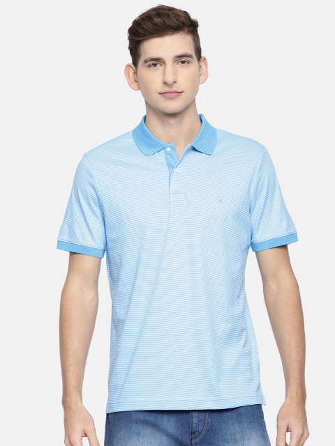 

Calvin Klein Jeans Men Blue & Off-White Striped Polo T-shirt