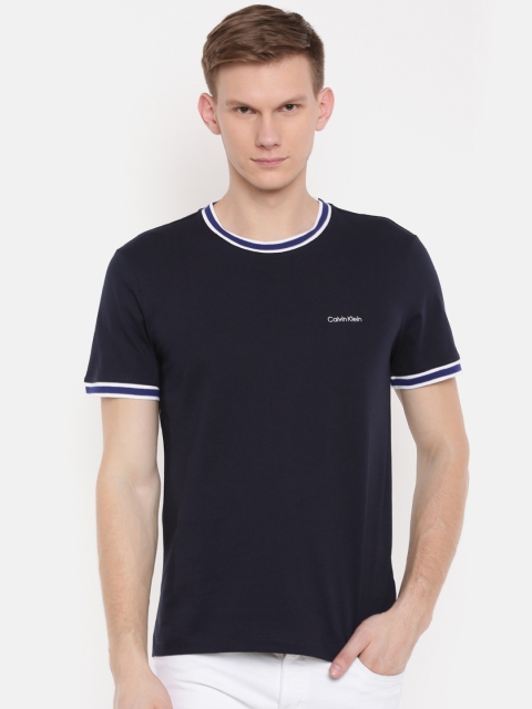 

Calvin Klein Jeans Men Navy Solid Round Neck T-shirt, Navy blue