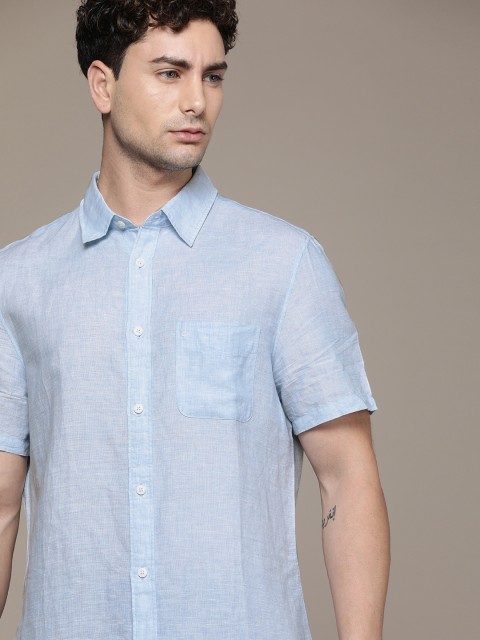 

Calvin Klein Jeans Men Blue Regular Fit Solid Casual Linen Shirt