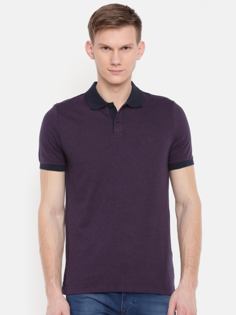 

Calvin Klein Jeans Men Purple Self Design Polo Collar T-shirt