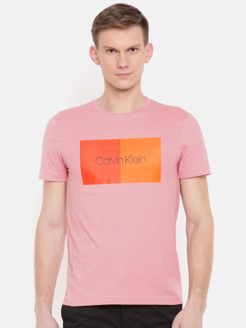 

Calvin Klein Jeans Men Pink Slim Fit Printed Round Neck T-shirt