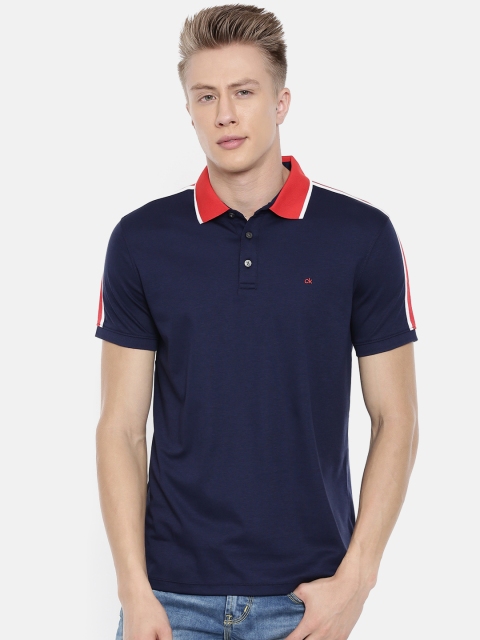 

Calvin Klein Jeans Men Navy Blue Solid Polo Collar T-shirt