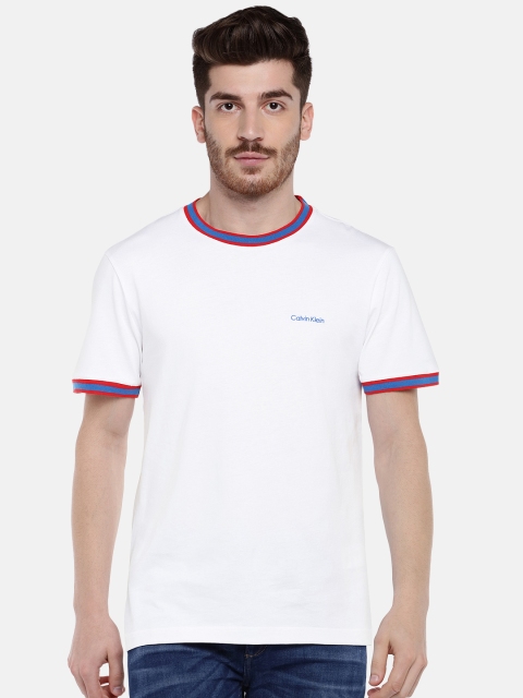 

Calvin Klein Jeans Men White Slim Fit Solid Round Neck T-shirt