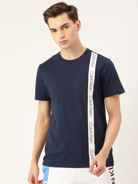 

Calvin Klein Jeans Men Navy Blue Brand Logo Printed Slim Fit T-shirt