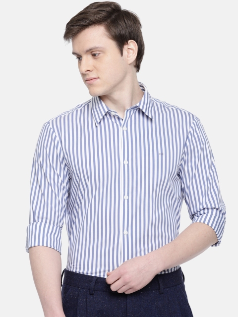 

Calvin Klein Jeans Men Blue & White Slim Fit Striped Casual Shirt