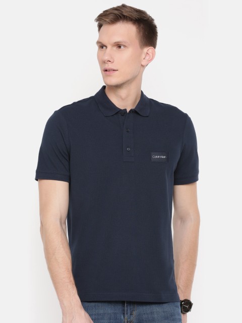 

Calvin Klein Jeans Men Navy Blue Solid Polo Collar T-shirt
