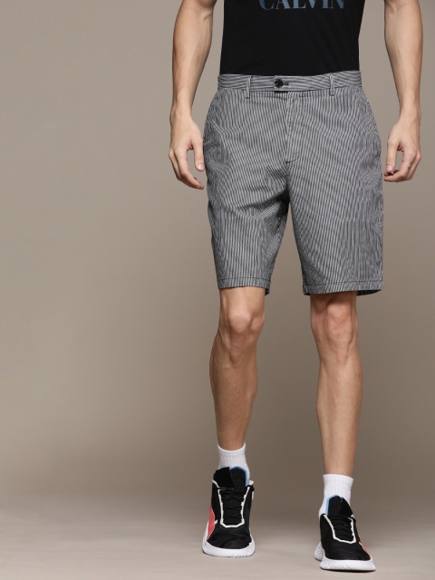 

Calvin Klein Jeans Men Black & White Striped Regular Fit Shorts