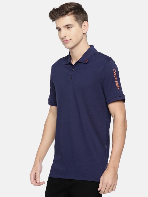 

Calvin Klein Jeans Men Navy Blue Solid Polo Collar T-shirt
