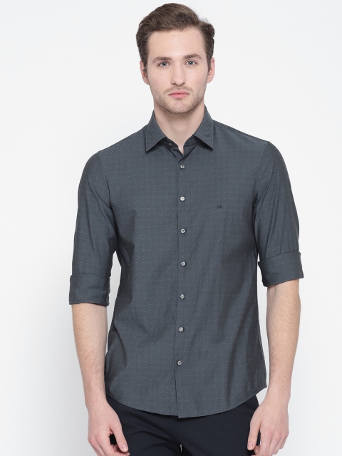 

Calvin Klein Jeans Men Navy Blue Slim Fit Self Design Casual Shirt
