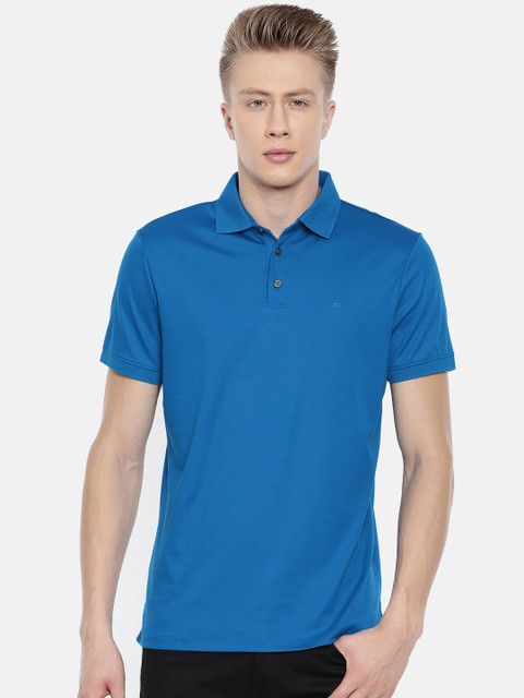 

Calvin Klein Jeans Men Blue Solid Polo Collar T-shirt