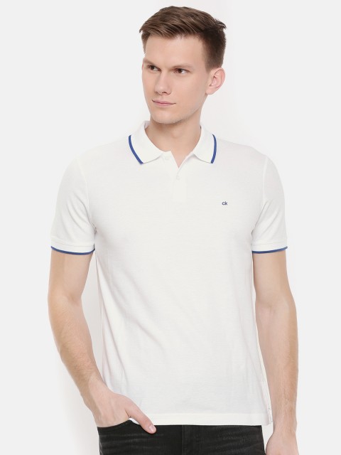 

Calvin Klein Jeans Men White Solid Polo Collar T-shirt