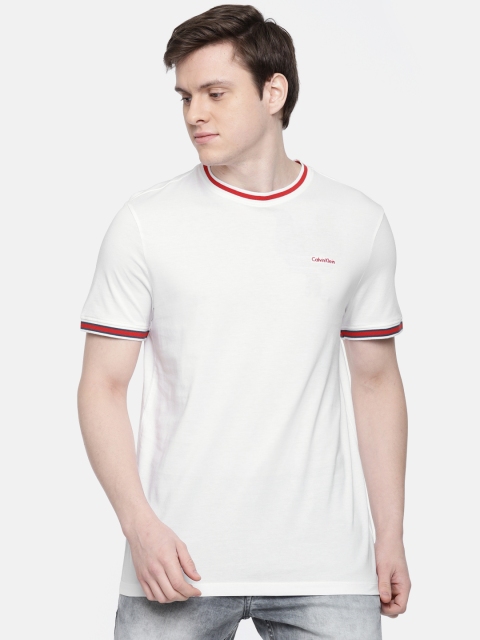 

Calvin Klein Jeans Men White Solid Round Neck T-shirt