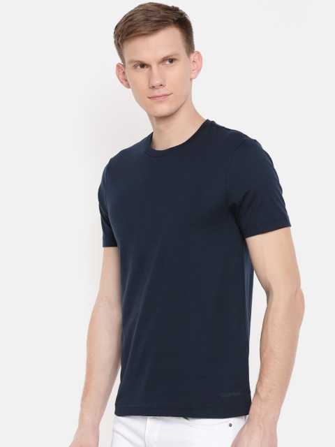 

Calvin Klein Jeans Men Navy Solid Round Neck T-shirt, Navy blue