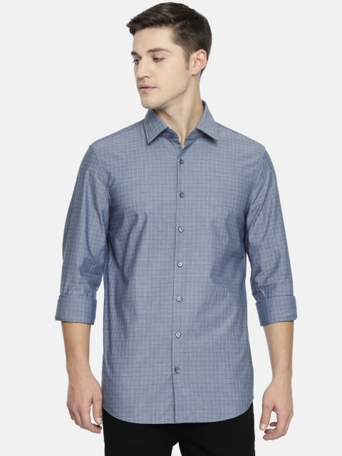 

Calvin Klein Jeans Men Blue Slim Fit Checked Casual Shirt