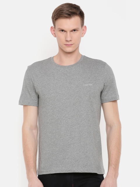 

Calvin Klein Jeans Men Grey Melange Solid Round Neck T-shirt