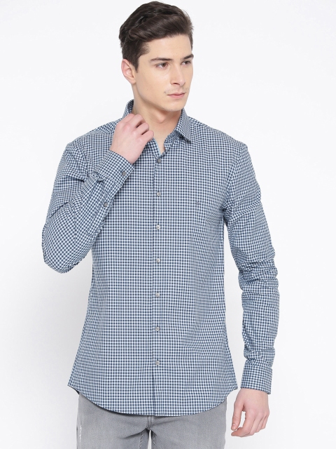 

Calvin Klein Jeans Men Blue Slim Fit Checked Casual Shirt