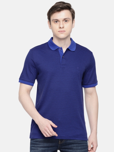 

Calvin Klein Jeans Men Blue Striped Polo Collar T-shirt