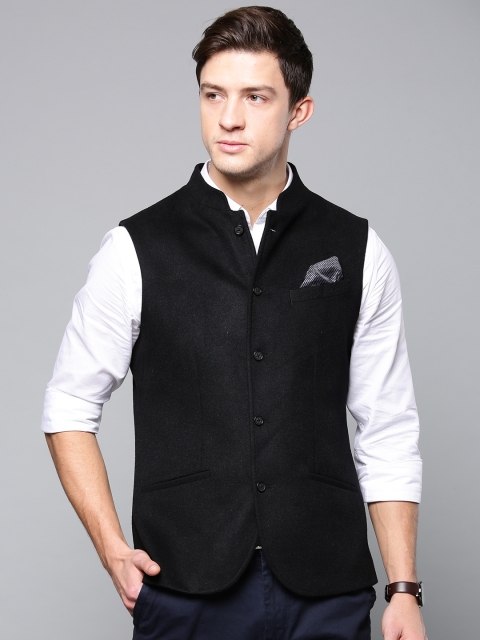 

Blackberrys Men Black Solid Slim Fit Nehru jacket