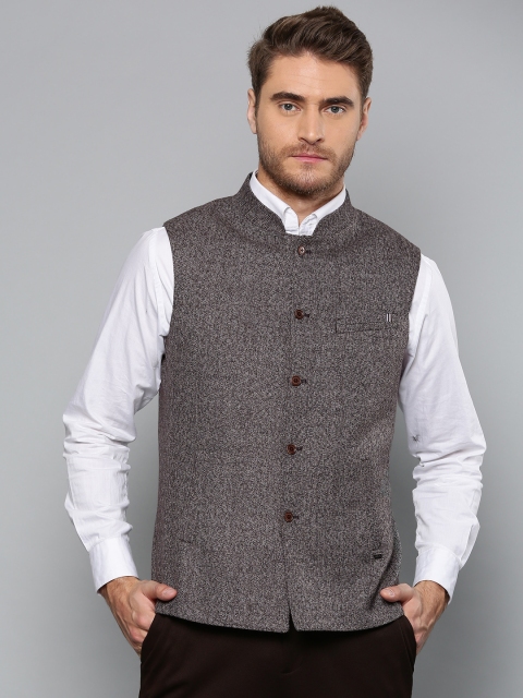 

Blackberrys Men Brown Solid Slim Fit Nehru jacket