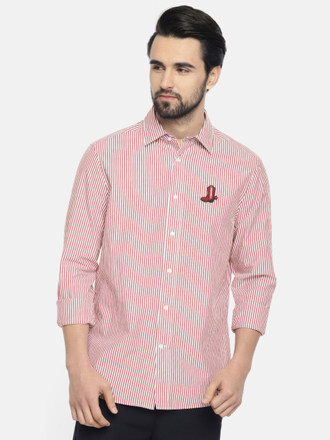 

Calvin Klein Jeans Men Red & White Slim Fit Striped Casual Shirt