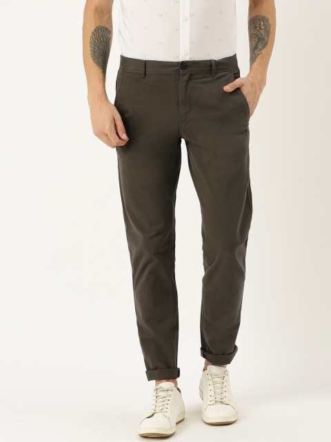 

Calvin Klein Jeans Men Olive Green Straight Fit Solid Chinos