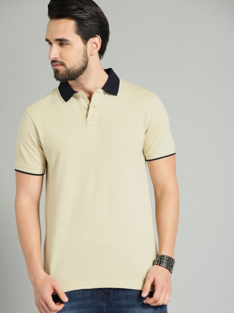 

Roadster Men Beige Solid Polo Collar T-shirt