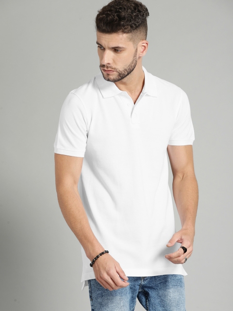 

Roadster Men White Solid Polo Collar T-shirt