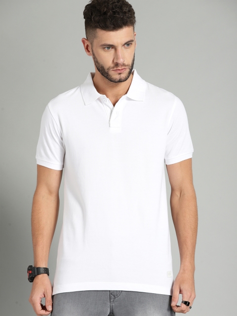 

Roadster Men White Solid Polo Collar T-shirt
