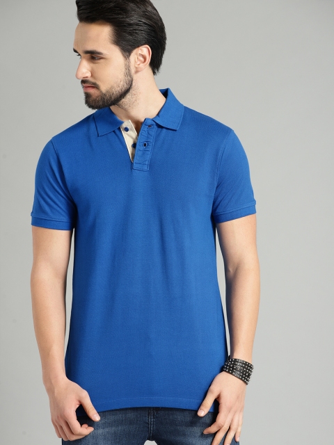 

Roadster Men Blue Solid Polo Collar Pure Cotton T-shirt