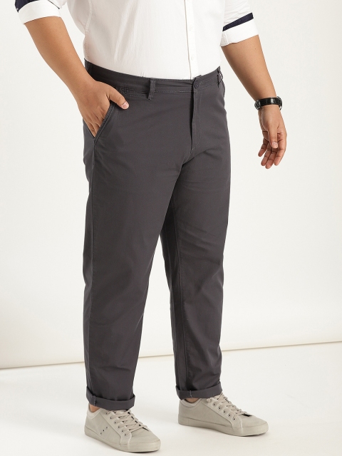 

Sztori Plus Size Men Charcoal Grey Regular Fit Solid Chinos