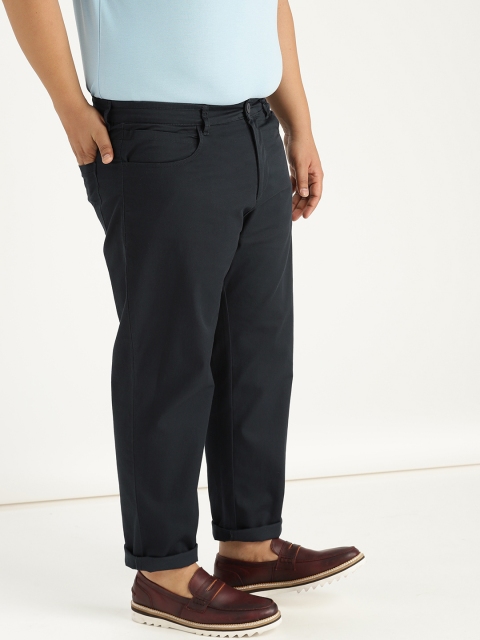 

Sztori Plus Size Men Navy Blue Regular Fit Solid Chinos