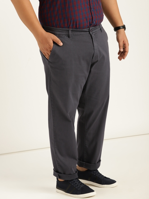 

Sztori Plus Size Men Charcoal Grey Regular Fit Solid Trousers