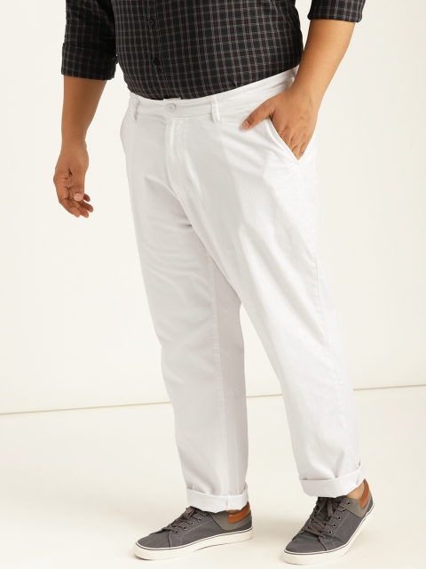 

Sztori Plus Size Men White Regular Fit Solid Trousers