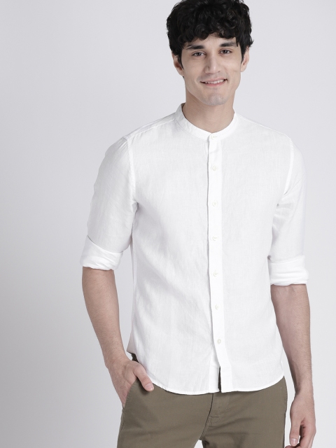 

GAP Men White Solid Linen Slim Fit Casual Shirt