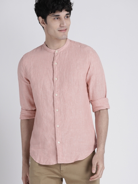 

GAP Men Pink Solid Linen Slim Fit Casual Shirt
