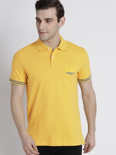 

GAP Men's Short Sleeve Stripe Logo Polo T-shirt, Yellow