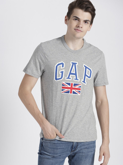 

GAP Men Grey Printed Round Neck T-shirt