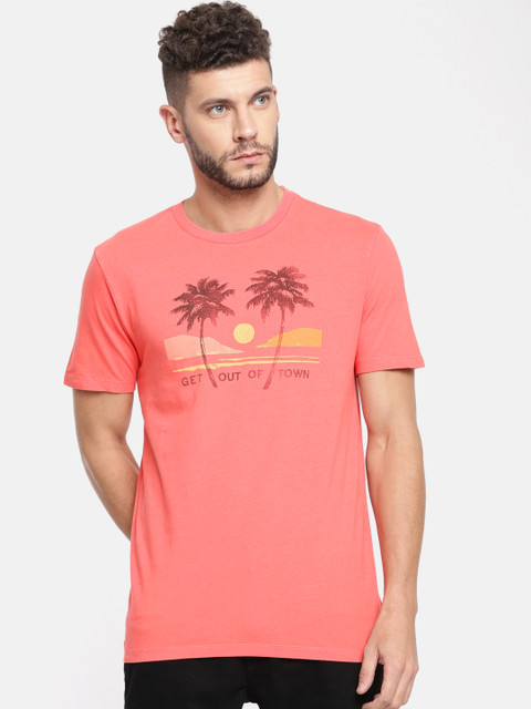 

GAP Men's Coral Pink Printed Graphic Short Sleeve Crewneck T-Shirt