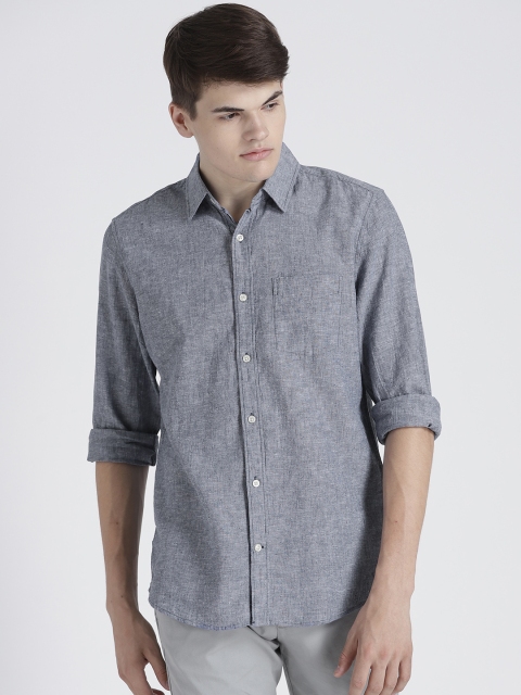 

GAP Men's Linen-Cotton Shirt in Standard Fit, Blue