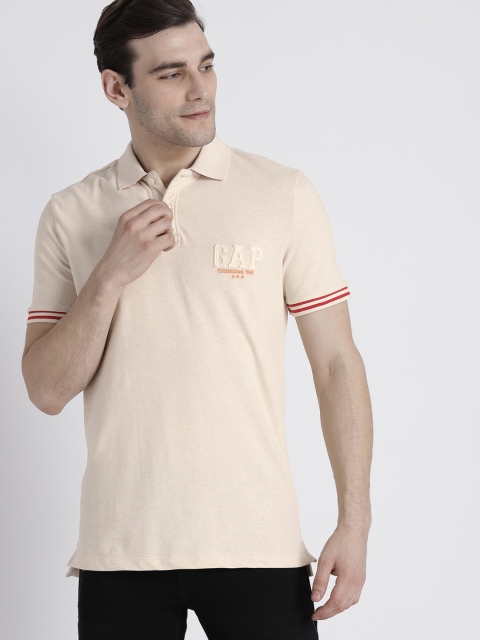 

GAP Men's Short Sleeve Stripe Logo Polo T-shirt, Peach