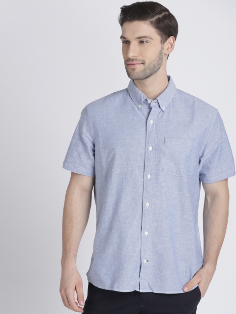 

GAP Men's Lived-In Stretch Oxford Short Sleeve Shirt, Blue